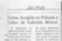 Grata acogida en Polonia a libro de Gabriela Mistral  [artículo].