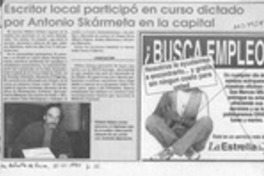 Escritor local participó en curso dictado por Antonio Skármeta en la capital  [artículo].