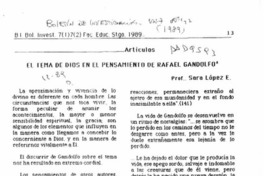 El tema de Dios en el pensamiento de Rafael Gandolfo  [artículo] Sara López E.