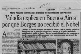 Volodia explica en Buenos Aires por qué Borges no recibió el Nobel Volodia explica en Buenos Aires por qué Borges no recibió el Nobel