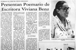 Presentan poemario de escritora Viviana Benz Presentan poemario de escritora Viviana Benz