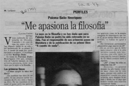 "Me apasiona la filosofía"