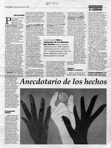 Anecdotario de los hechos  [artículo] Cristián Gómez.