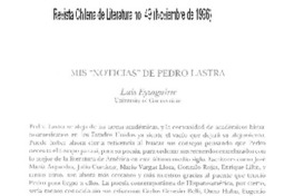 Mis "Noticias" de Pedro Lastra Mis "Noticias" de Pedro Lastra