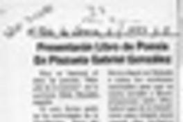 Presentarán libro de poesía en plazuela Gabriel González  [artículo].