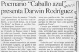 Poemario "Caballo azul" presenta Darwin Rodríguez  [artículo].