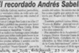 El Recordado Andrés Sabella El Recordado Andrés Sabella