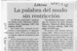 La Palabra del mundo sin restricción La Palabra del mundo sin restricción