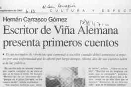 Escritor de Villa Alemana presenta primeros cuentos  [artículo].