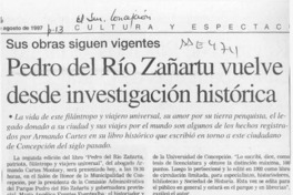 Pedro del Río Zañartu vuelve desde investigación histórica  [artículo].