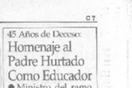 Homenaje al Padre Hurtado como educador Homenaje al Padre Hurtado como educador