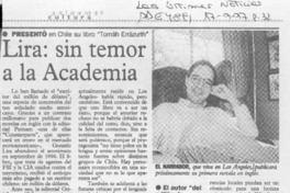 Lira, sin temor a la Academia  [artículo].
