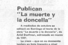 Publican "La muerte y la doncella" Publican "La muerte y la doncella"