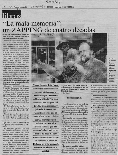 "La mala memoria", un zapping de cuatro décadas  [artículo] Javier Ibacache I.