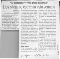 Dos obras se estrenan esta semana  [artículo].