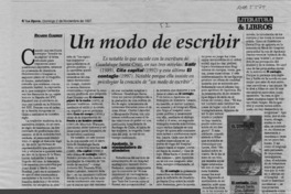 Un modo de escribir  [artículo] Ricardo Cuadros.
