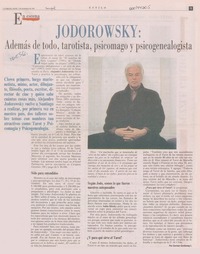 Jodorowsky, además de todo, tarotista, psicomago y psicogenealogista Jodorowsky, además de todo, tarotista, psicomago y psicogenealogista
