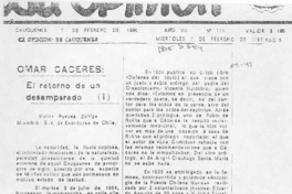 Omar Cáceres, el retorno de un desamparado Omar Cáceres, el retorno de un desamparado