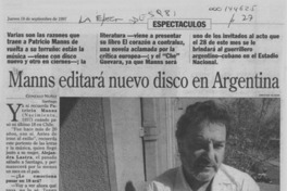 Manns editará nuevo disco en Argentina Manns editará nuevo disco en Argentina