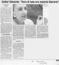 Esther Edwards, para él todo era materia literaria"  [artículo] Francisca Vargas.