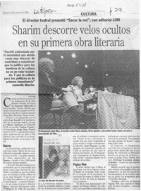 Sharim descorre velos ocultos en su primera obra literaria  [artículo] Elizabeth Orellana.