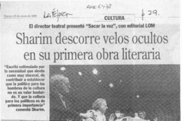 Sharim descorre velos ocultos en su primera obra literaria  [artículo] Elizabeth Orellana.