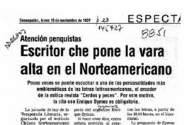 Escritor che pone la vara alta en el norteamericano  [artículo].