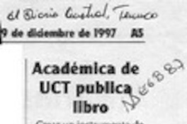 Académica de UCT publica libro Académica de UCT publica libro