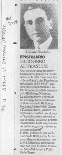 Epistolario Huidobro al trasluz
