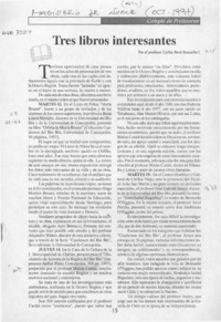 Tres libros interesantes  [artículo] Carlos René Ibacache L.