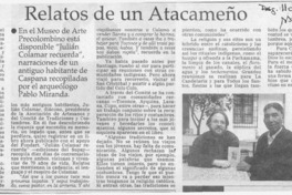 Relatos de un atacameño  [artículo].