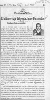El último viaje del poeta Jaime Barrientos