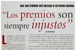 "Los premios son siempre injustos" "Los premios son siempre injustos"