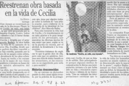 Reestrenan obra basada en la vida de Cecilia  [artículo].
