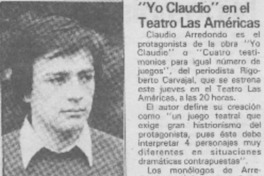 "Yo, Claudio" en el Teatro Las Américas