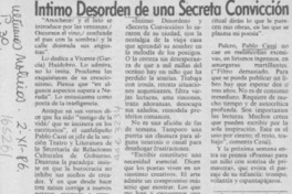 Intimo desorden de una "Secreta convicción"