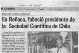En Reñaca, falleció presidente de la Sociedad Científica de Chile  [artículo].