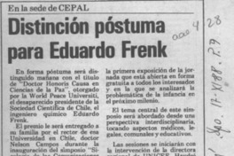 Distinción póstuma para Eduardo Frenk  [artículo].