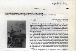 Ingenieria naval, una especialidad centenaria  [artículo] Jaime A. Alarcón Johnson.