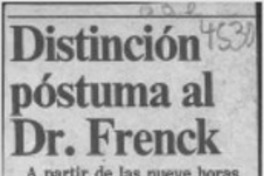 Distinción póstuma al Dr. Frenk  [artículo].