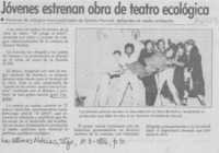 Jóvenes estrenan obra de teatro ecológica