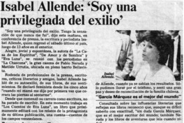 Isabel Allende, "Soy una privilegiada del exilio" Isabel Allende, "Soy una privilegiada del exilio"