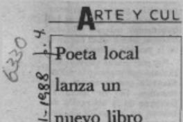 Poeta local lanza un nuevo libro  [artículo].