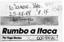 Rumbo a Itaca  [artículo] Hugo Montes.