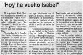 "Hoy ha vuelto Isabel"