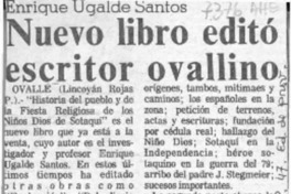 Nuevo libro editó escritor ovallino Nuevo libro editó escritor ovallino