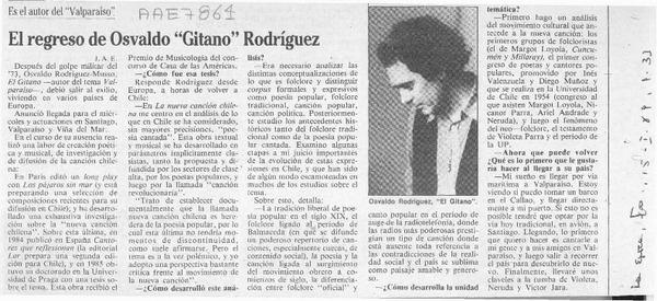 El regreso de Osvaldo "Gitano" Rodríguez El regreso de Osvaldo "Gitano" Rodríguez
