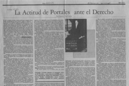 La actitud de Portales ante el Derecho  [artículo] Gonzalo Vial Correa.
