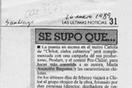 Se supo que --  [artículo].
