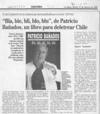 "Bla, ble, bli, blo, blu", de Patricio Bañados, un libro para deletrear Chile  [artículo].